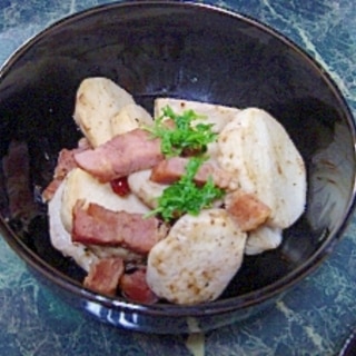 海老芋（里芋）とベーコンのソテー
